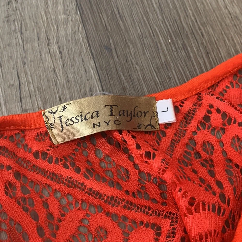 Jessica Taylor Orange/Coral Lace Detail Maxi Dress Large NWOT - Picture 4 of 7